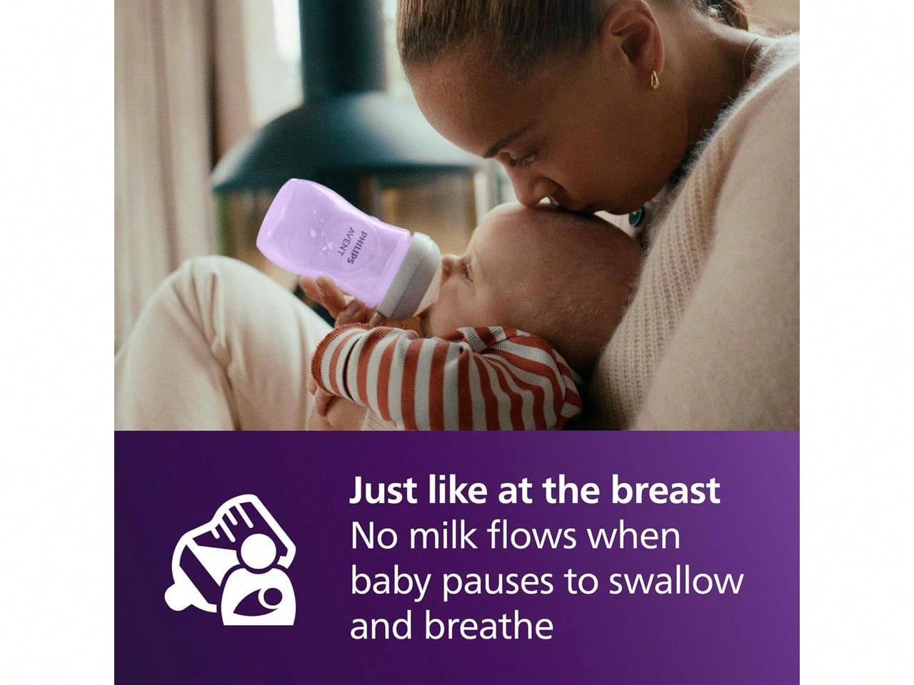 Philips Avent Natural Baby Bottle With Natural Response Nipple, Purple, 9oz 4pk, SCY903/34