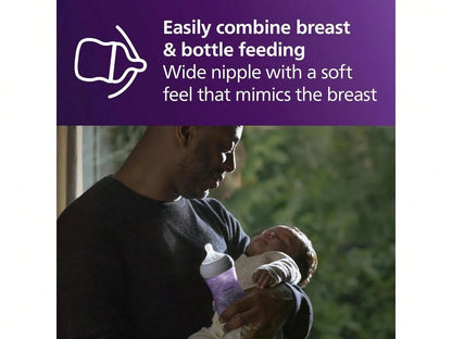 Philips Avent Natural Baby Bottle With Natural Response Nipple, Purple, 9oz 4pk, SCY903/34