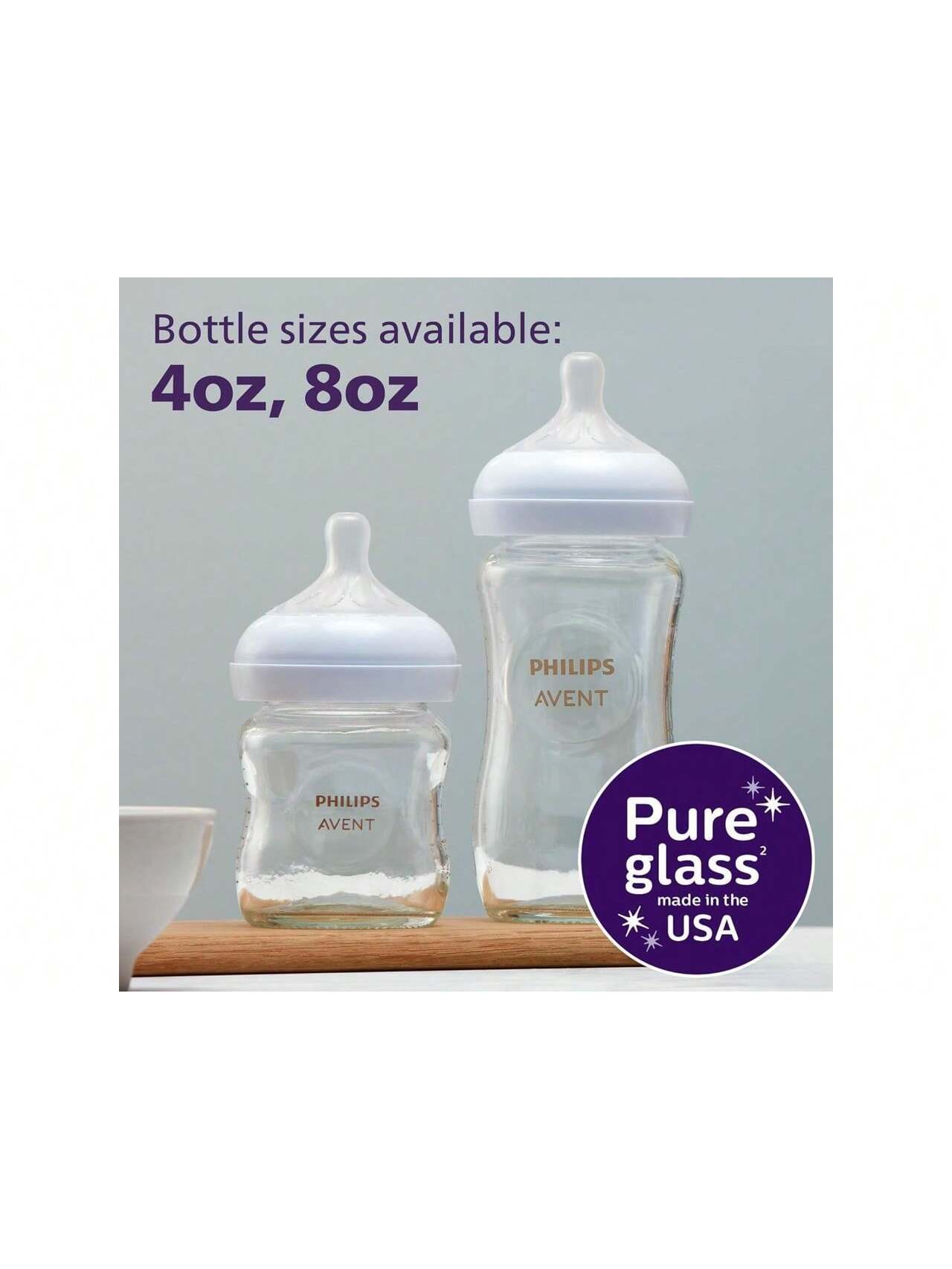 Philips Avent Natural Newborn Glass Gift Set, Baby Bottles With Natural Response Nipples, 3x 4oz (Slow Flow, Flow 2) And 2x 8oz (Medium Flow, Flow 3), 2x Silicone Sleeves, SCD858/01