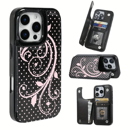Phone Case- The TPU Phone Case With A Pink Mist Vines Design Is Not Only Practical But Also Includes A Card Slot And Various Functions For Bank And Transit Cards. It Fits The For Iphone 16 Pro Max, 1