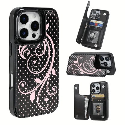 Phone Case- The TPU Phone Case With A Pink Mist Vines Design Is Not Only Practical But Also Includes A Card Slot And Various Functions For Bank And Transit Cards. It Fits The For Iphone 16 Pro Max, 1