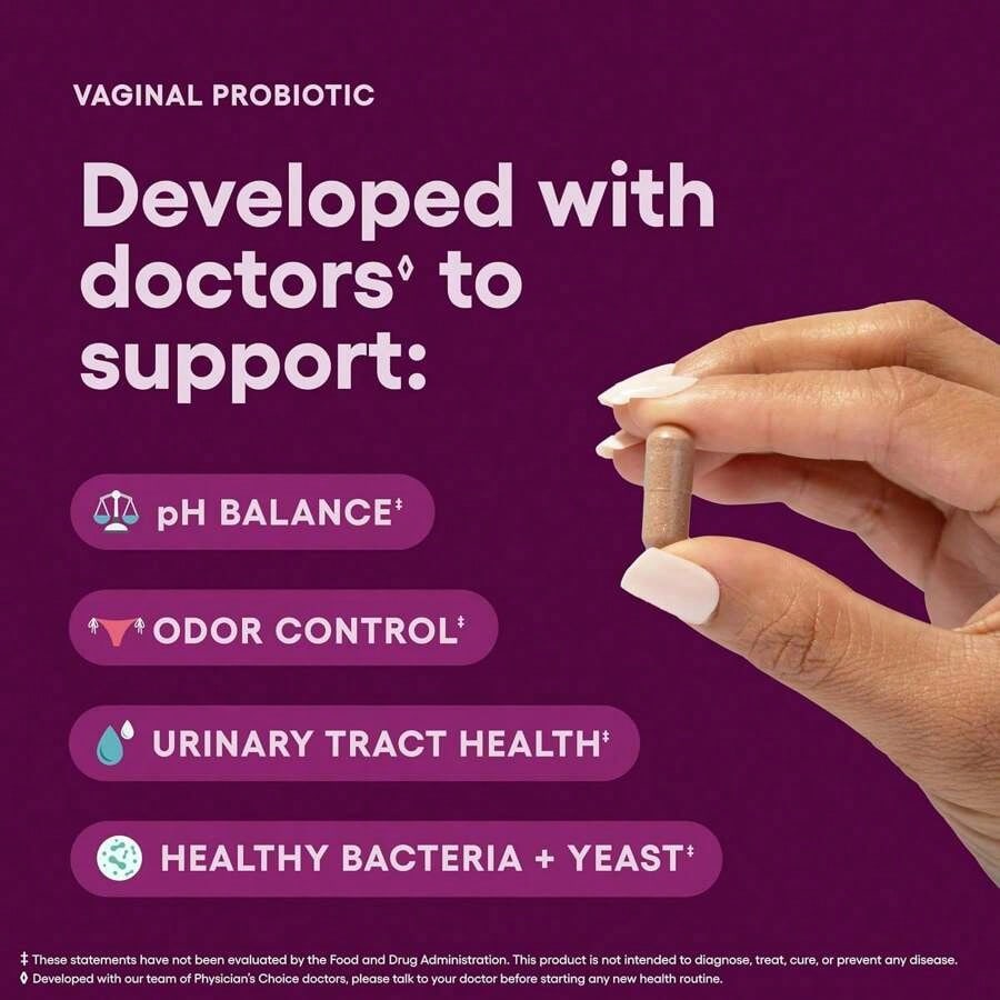 Physician's CHOICE Probiotics For Women- PH Balance, Odor Control, Yeast Balance, Flora & Feminine Health- 6B CFU With Organic Prebiotics And Cranberry Extract- 30 CT