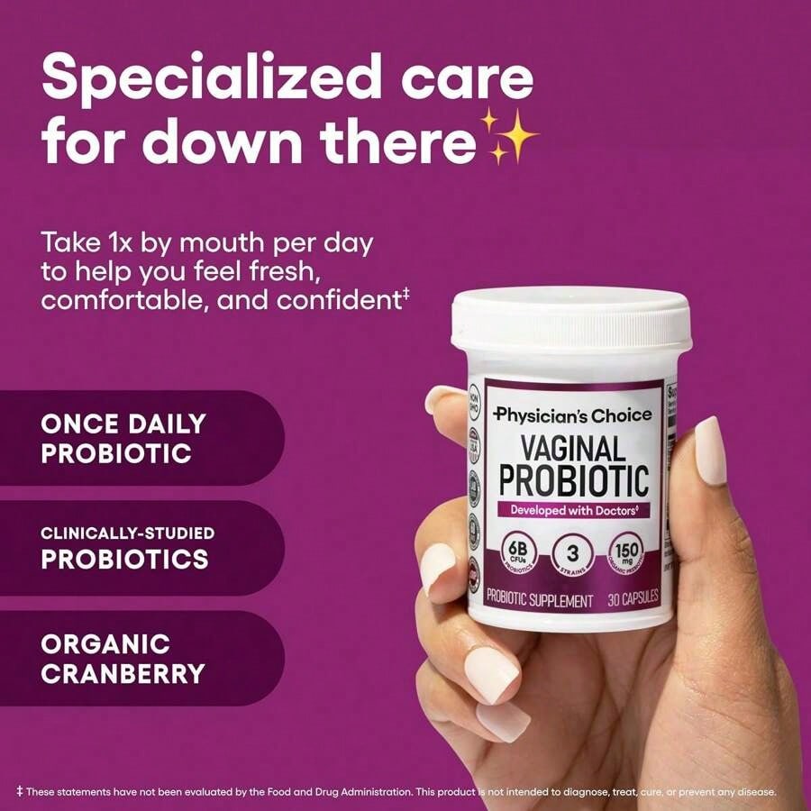 Physician's CHOICE Probiotics For Women- PH Balance, Odor Control, Yeast Balance, Flora & Feminine Health- 6B CFU With Organic Prebiotics And Cranberry Extract- 30 CT