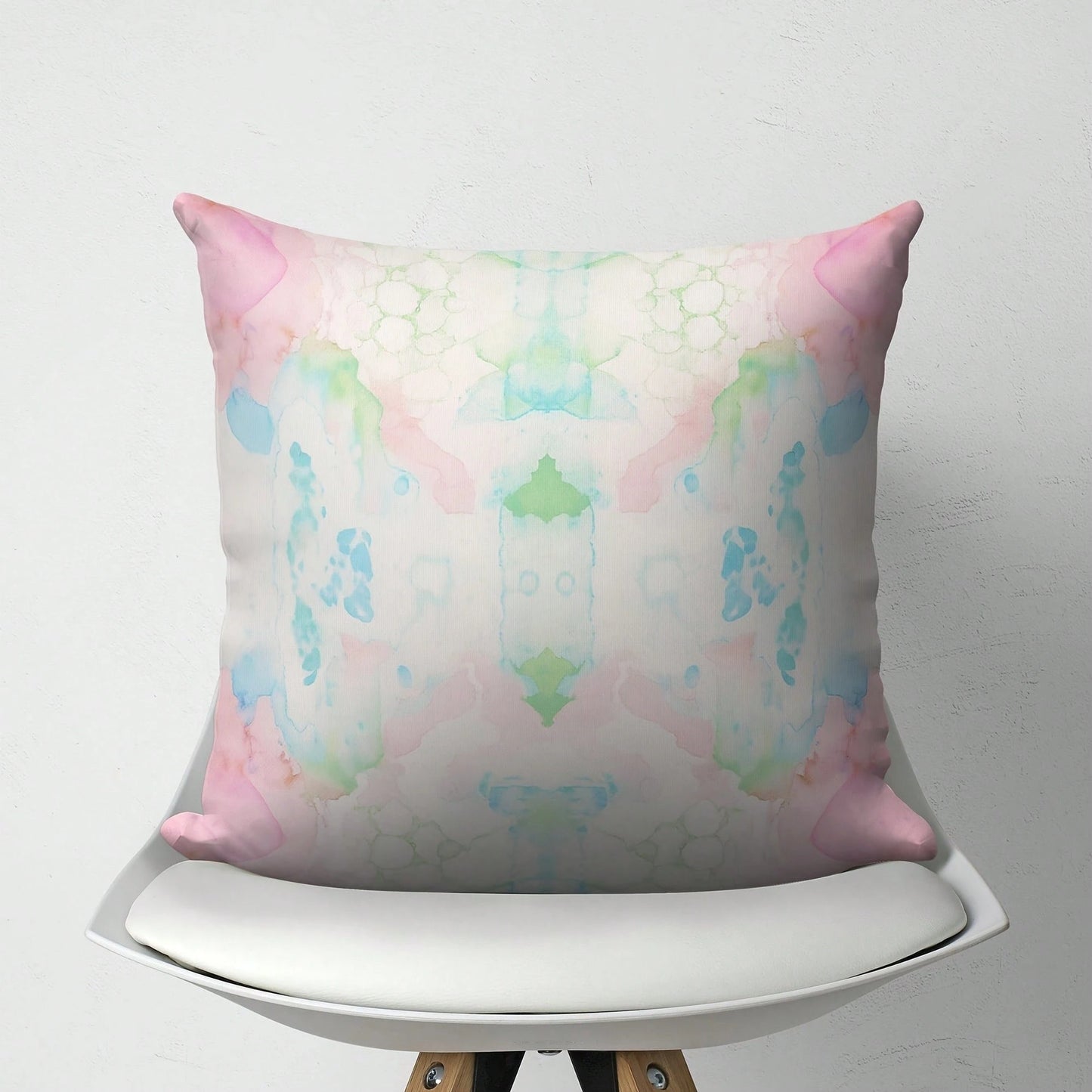 [Pillow Cover]Pink Green Blue Mirrored Art Tow Pillow, Pastel Watercolor Drat Pillow, College Girl Dorm Dr, Modern Abstract Arushion Cover(Pillow Core Not Included)