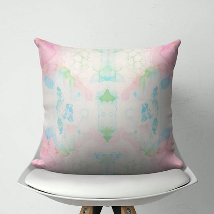 [Pillow Cover]Pink Green Blue Mirrored Art Tow Pillow, Pastel Watercolor Drat Pillow, College Girl Dorm Dr, Modern Abstract Arushion Cover(Pillow Core Not Included)