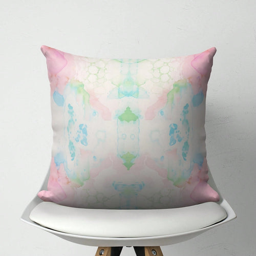 [Pillow Cover]Pink Green Blue Mirrored Art Tow Pillow, Pastel Watercolor Drat Pillow, College Girl Dorm Dr, Modern Abstract Arushion Cover(Pillow Core Not Included)