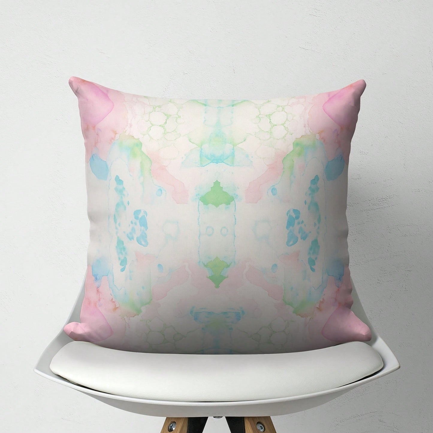 [Pillow Cover]Pink Green Blue Mirrored Art Tow Pillow, Pastel Watercolor Drat Pillow, College Girl Dorm Dr, Modern Abstract Arushion Cover(Pillow Core Not Included)
