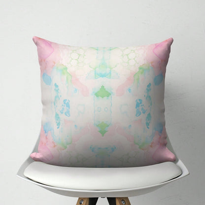 [Pillow Cover]Pink Green Blue Mirrored Art Tow Pillow, Pastel Watercolor Drat Pillow, College Girl Dorm Dr, Modern Abstract Arushion Cover(Pillow Core Not Included)