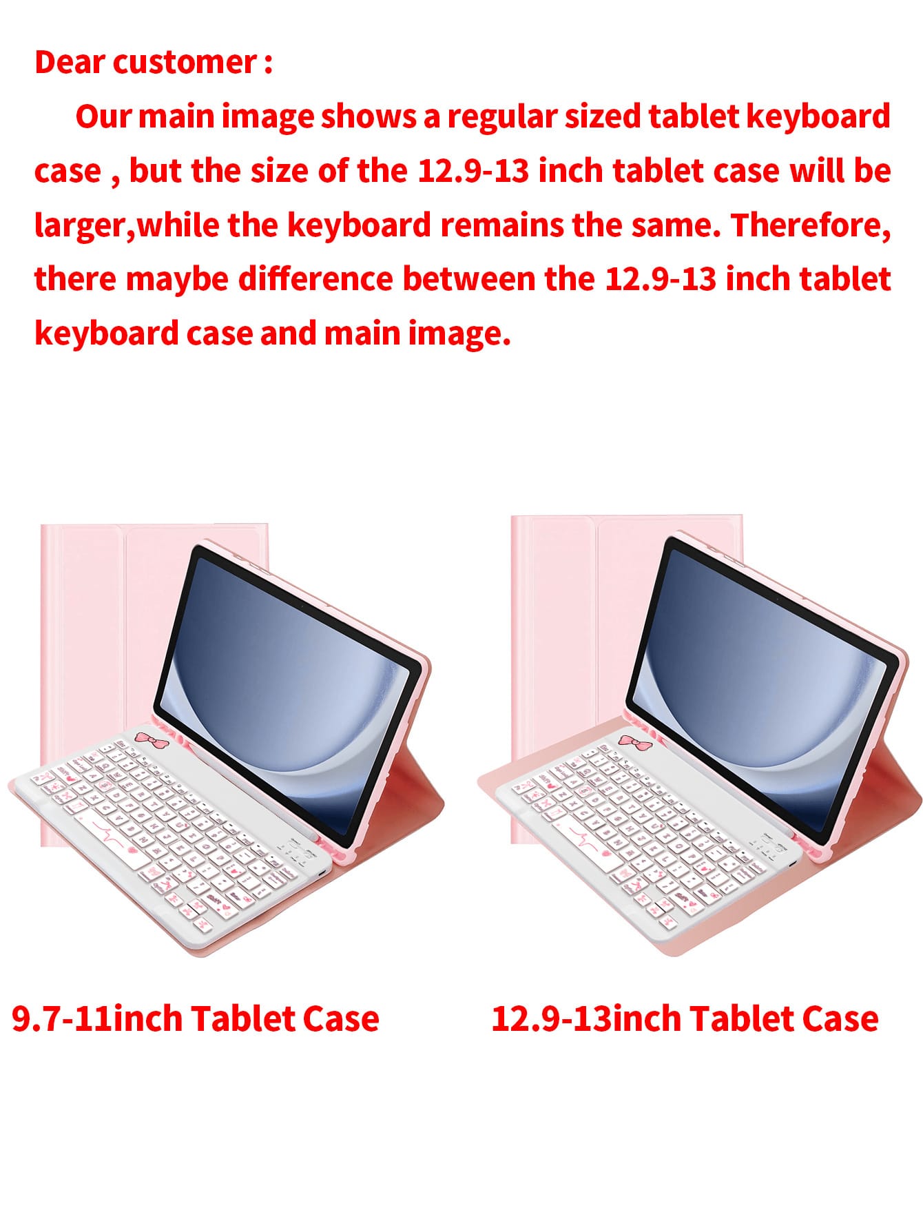 Pink Bow Design Flip Pad Case Wireless Bluetooth Keyboard (150mAh) With Detachable Keyboard Case And Stylus Holder Compatible With Samsung Galaxy Tab, Pad SE Spring Gift