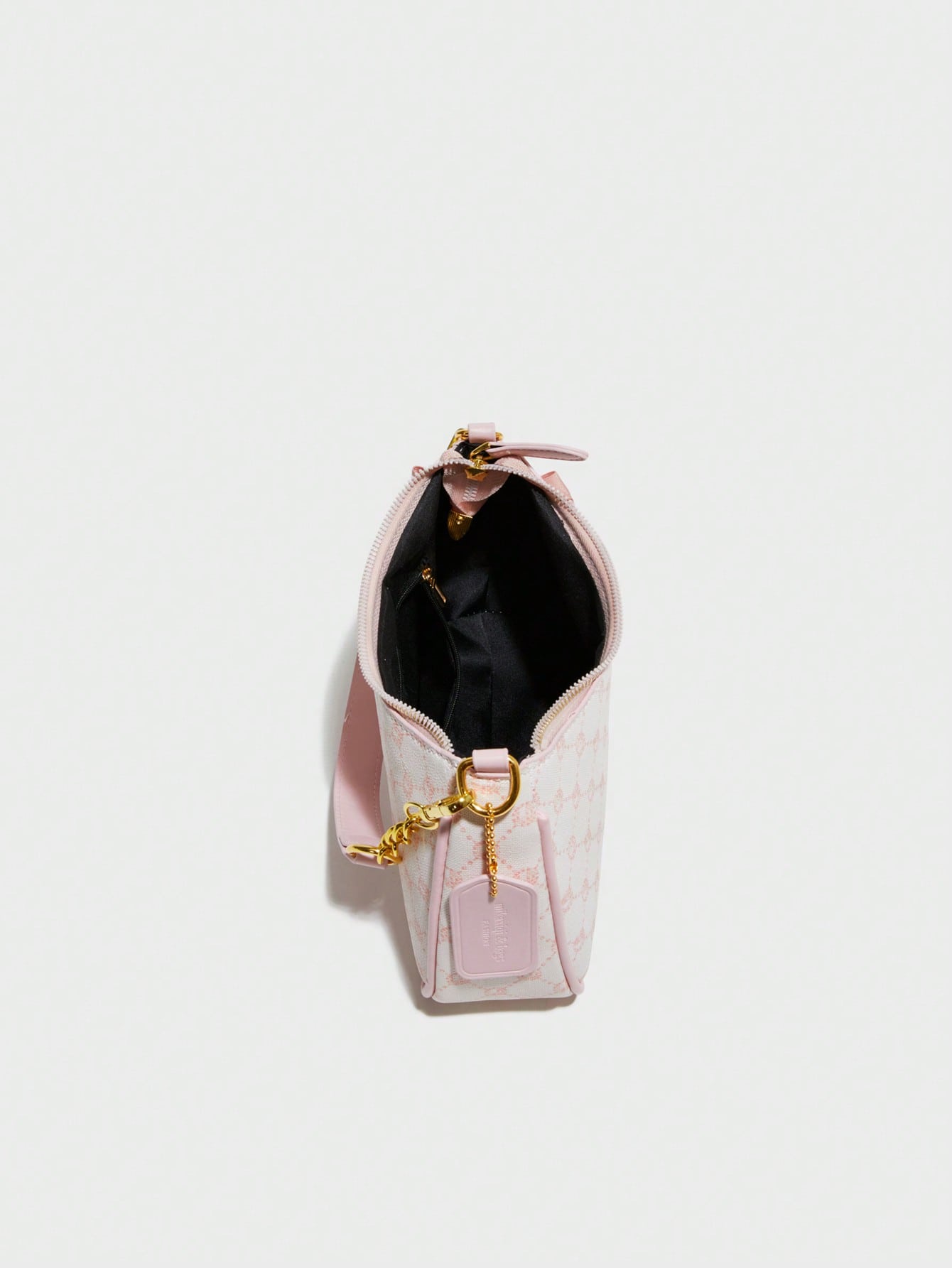 Pink Bow Pendant Design, Metal Zipper Closure, Adjustable Metal Chain Strap On Top, And Stylish, Suitable For Shoulder, Perfect For Commuting, Aesthetic