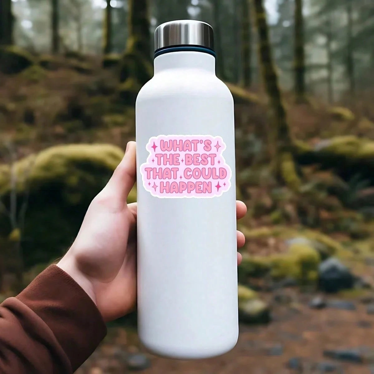 Pink Bubble Font Inspirational Text Decal, Sparkle Star Positive Slogan Decor Sticker, Multipurpose Ornament For Car Laptop Water Bottle Notebook Smooth Surface Decor Accessories