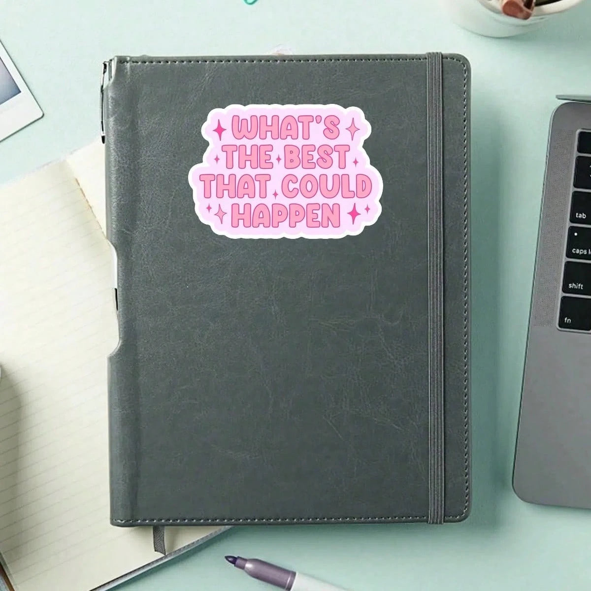 Pink Bubble Font Inspirational Text Decal, Sparkle Star Positive Slogan Decor Sticker, Multipurpose Ornament For Car Laptop Water Bottle Notebook Smooth Surface Decor Accessories