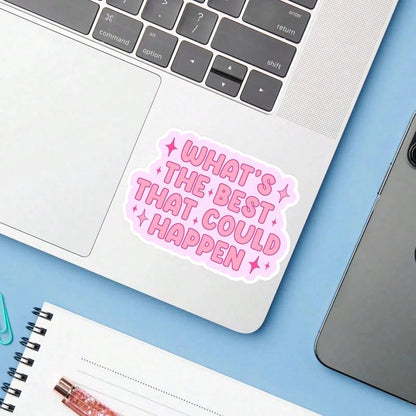 Pink Bubble Font Inspirational Text Decal, Sparkle Star Positive Slogan Decor Sticker, Multipurpose Ornament For Car Laptop Water Bottle Notebook Smooth Surface Decor Accessories
