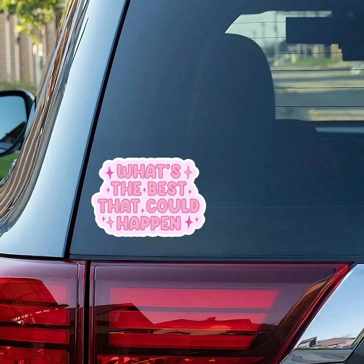 Pink Bubble Font Inspirational Text Decal, Sparkle Star Positive Slogan Decor Sticker, Multipurpose Ornament For Car Laptop Water Bottle Notebook Smooth Surface Decor Accessories