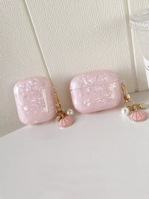 Pink Seashell Pattern Protective Case Compatible With Apple Pro 3, Pro 2, And 4 Earphone Cover