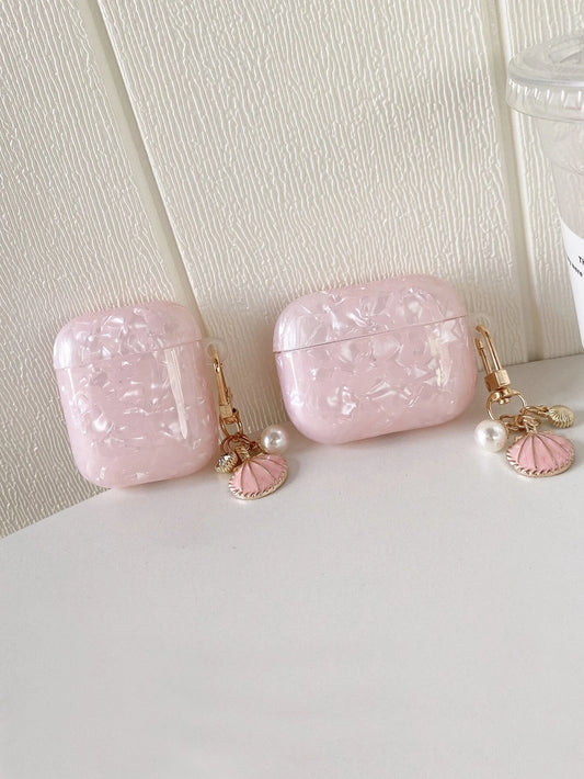 Pink Seashell Pattern Protective Case Compatible With Apple Pro 3, Pro 2, And 4 Earphone Cover