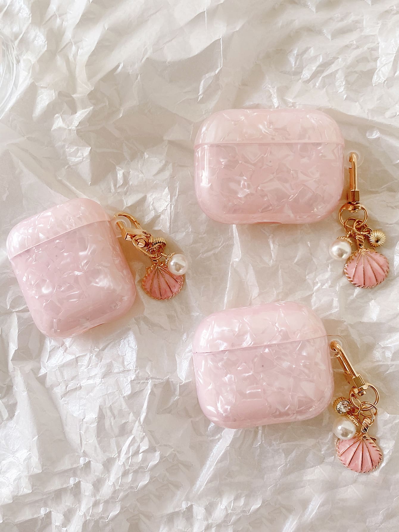 Pink Seashell Pattern Protective Case Compatible With Apple Pro 3, Pro 2, And 4 Earphone Cover