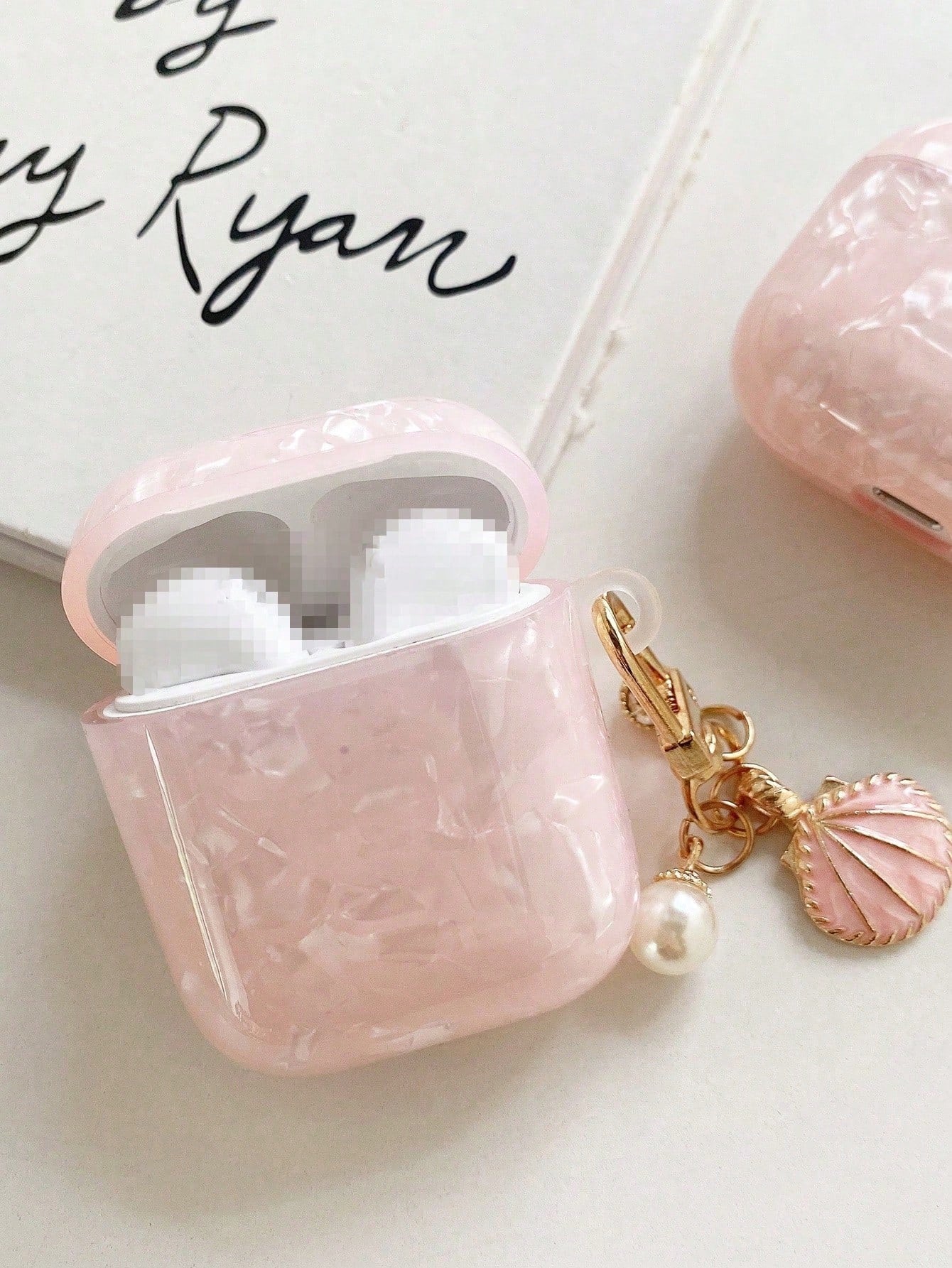 Pink Seashell Pattern Protective Case Compatible With Apple Pro 3, Pro 2, And 4 Earphone Cover