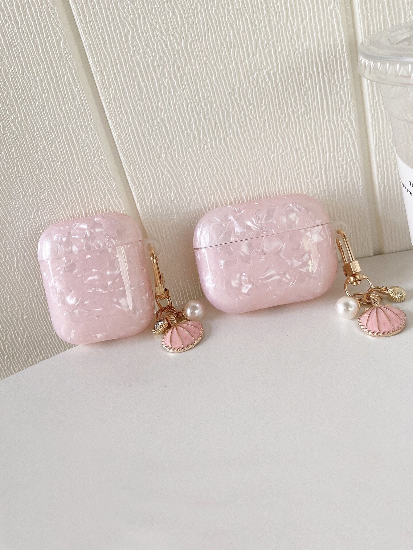 Pink Seashell Pattern Protective Case Compatible With Apple Pro 3, Pro 2, And 4 Earphone Cover