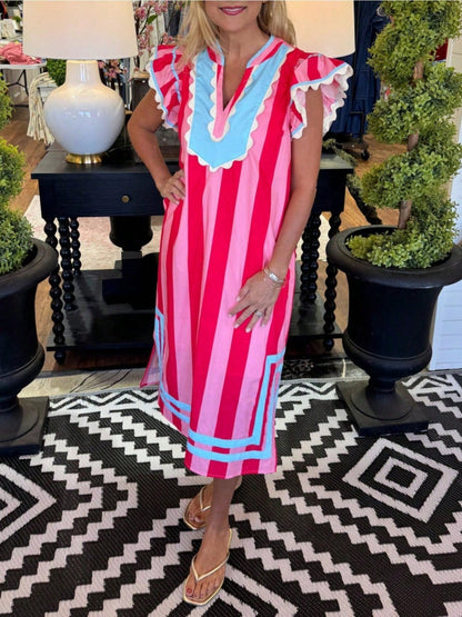 Pink Striped Midi Dress Sandra Dress