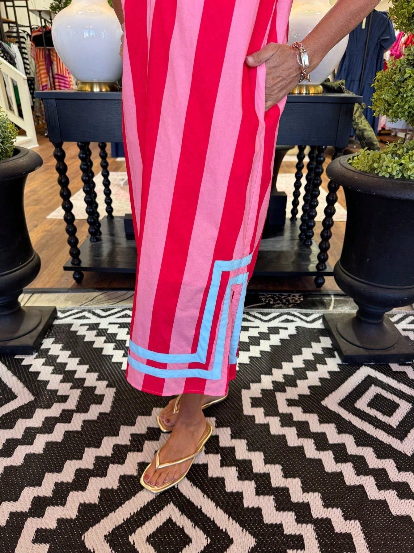 Pink Striped Midi Dress Sandra Dress