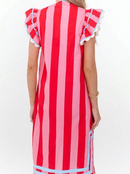 Pink Striped Midi Dress Sandra Dress
