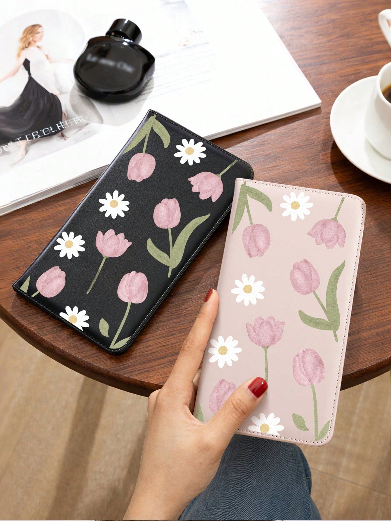 Pink Tulips Car Registration & Insurance Document Holder – Vehicle Glove Box Organizer, Auto & Truck Storage Accessory, Ideal For Storing Important Papers, Driver Licenses, Passports, Cards, Small Aut