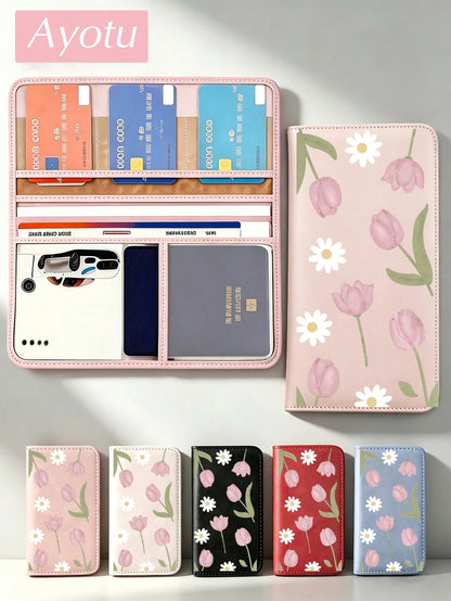 Pink Tulips Car Registration & Insurance Document Holder – Vehicle Glove Box Organizer, Auto & Truck Storage Accessory, Ideal For Storing Important Papers, Driver Licenses, Passports, Cards, Small Aut