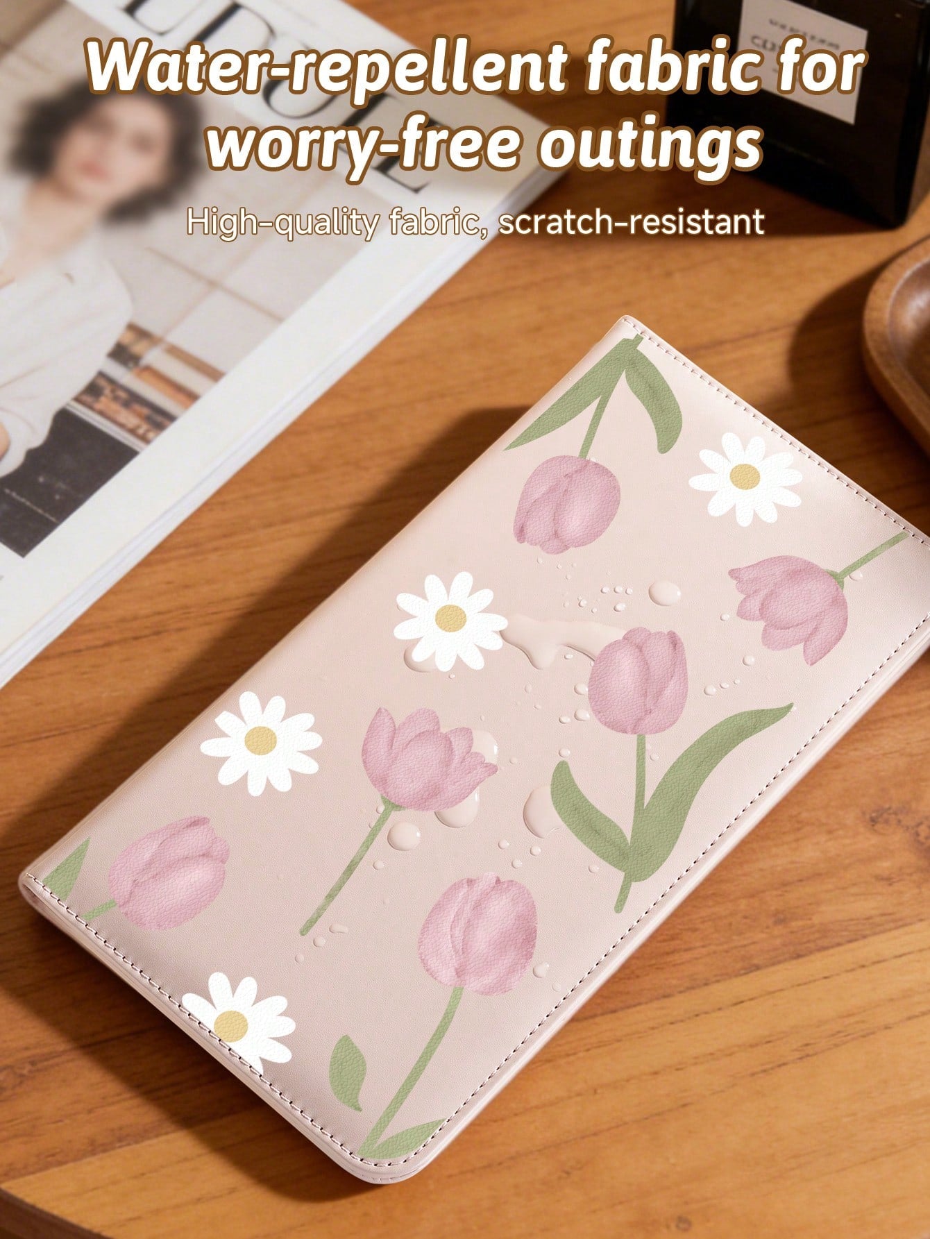 Pink Tulips Car Registration & Insurance Document Holder – Vehicle Glove Box Organizer, Auto & Truck Storage Accessory, Ideal For Storing Important Papers, Driver Licenses, Passports, Cards, Small Aut