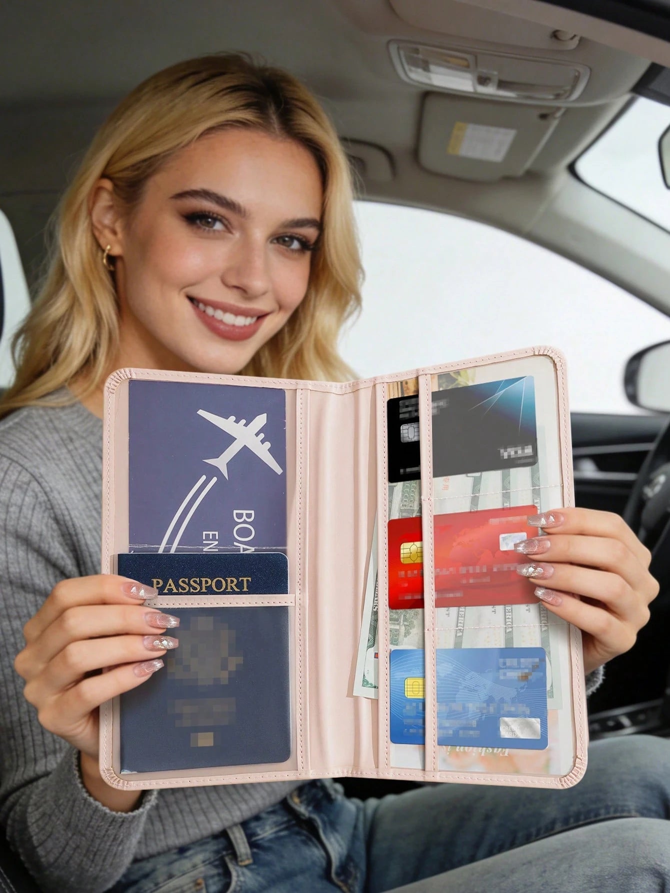 Pink Tulips Car Registration & Insurance Document Holder – Vehicle Glove Box Organizer, Auto & Truck Storage Accessory, Ideal For Storing Important Papers, Driver Licenses, Passports, Cards, Small Aut