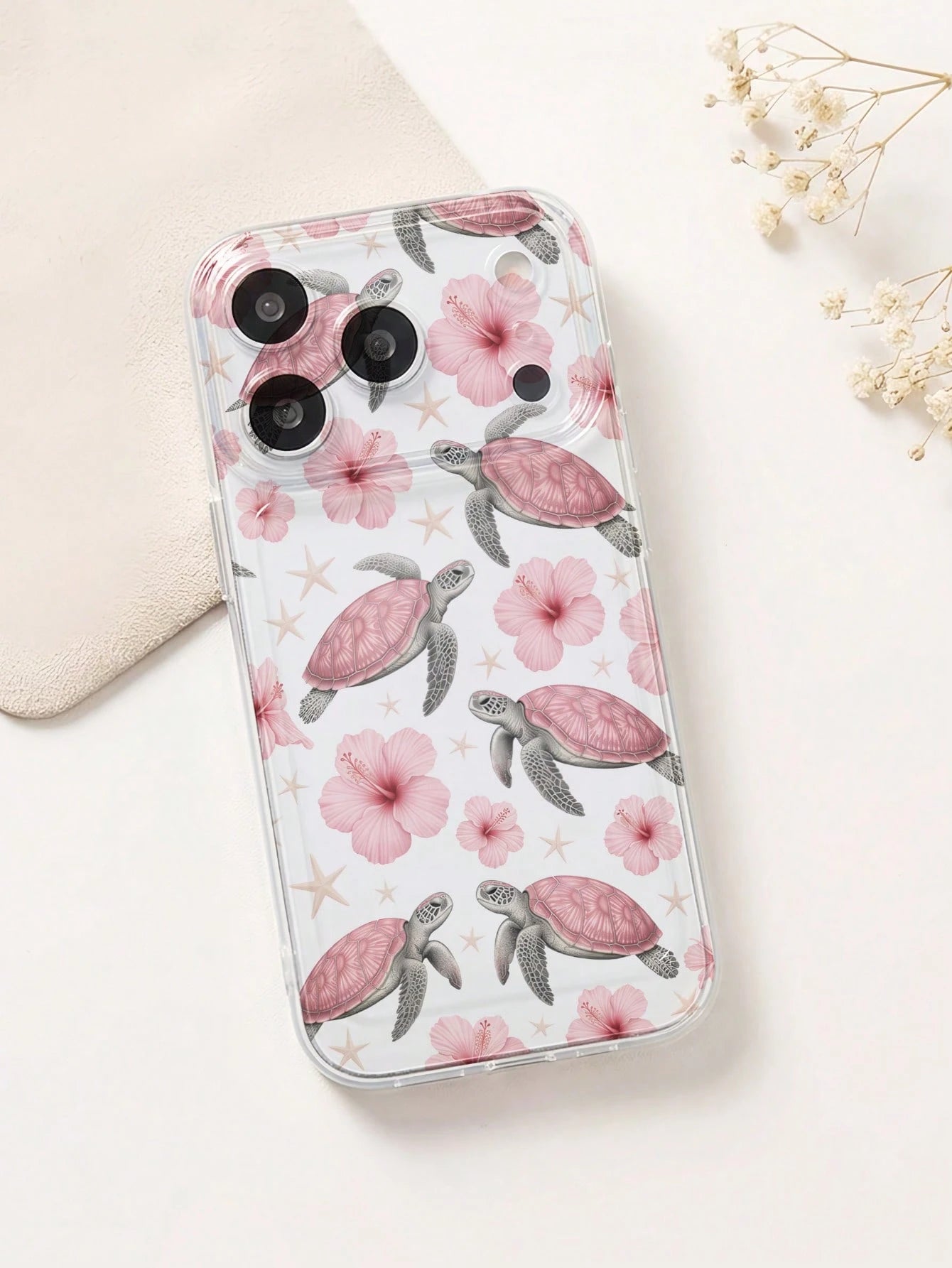 Pink White Black Cherry Blossom Floral Elements Liquid Silicone Shock-Proof & Anti-Fall Fashion Phone Case Perfect Compatible With Apple 14/13/12/11/XS/XR/X/7/8/6s Mini Plus Pro Max SE Transparent Whi