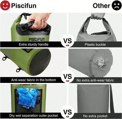 Piscifun Dry Bag, Waterproof Floating Backpack 10L/20L/30L/40L With Waterproof Phone Case For Boating, Kayaking, Fishing