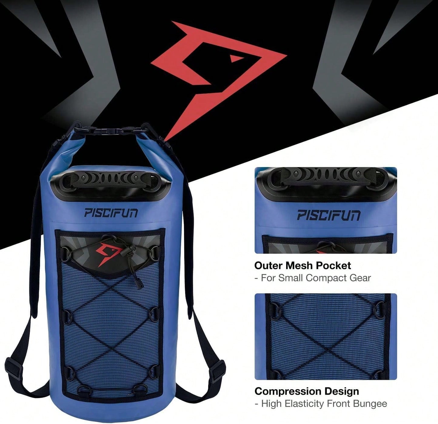Piscifun Dry Bag, Waterproof Floating Backpack 10L/20L/30L/40L With Waterproof Phone Case For Boating, Kayaking, Fishing
