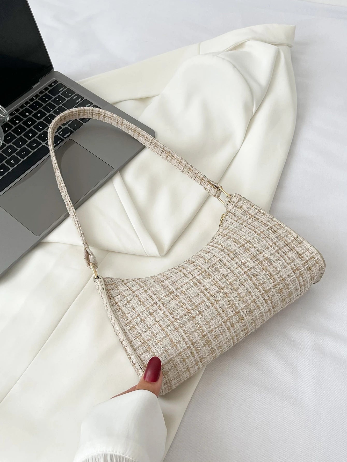 Plaid Pattern Bag Handbag,Shoulder Bag,Bag Minimalist,Casual Lightweight,Portable For Women, Rookies & White-Collar Workers,For Teacher Gifts,For Girl,For Woman Gift Bag,Work,Business,Commute,Shoppin