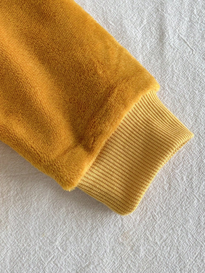 Playful Pals 2pcs/Set Newborn Baby Boy Yellow Crew Neck Long Sleeve Pullover Lion Embroidery Top + Elastic Waist Lion Animal Cartoon Print Pants, Casual Cute Retro Sporty Thermal Lined Thick War