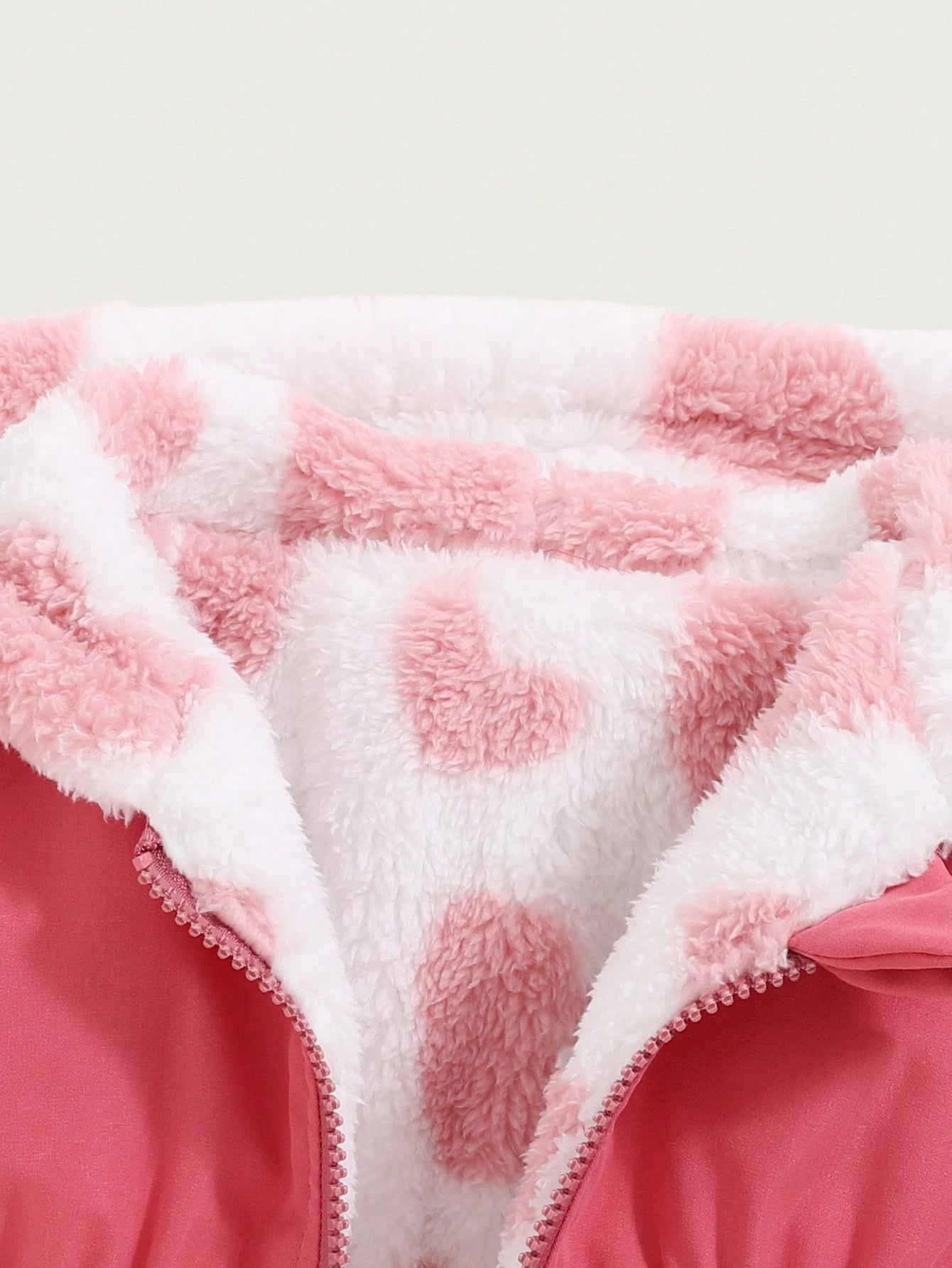 Playful Pals 2pcs/Set Reversible Baby Girls Thick Fleece Plaid Hooded Long Coat, Casual Cute Western Warm Outerwear For Autumn/Winter Baby Pink Hot Pink