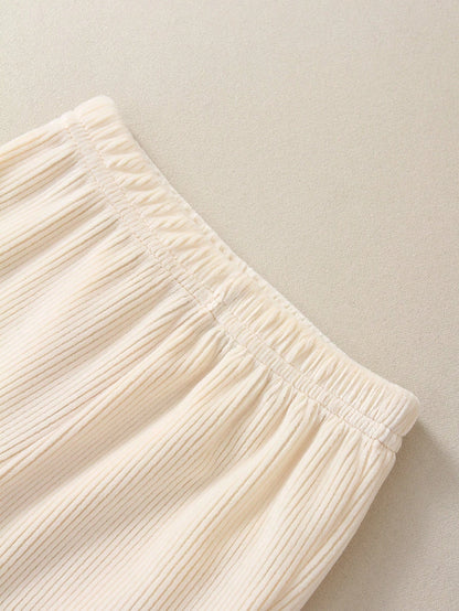 Playful Pals 3pcs/Set Newborn Baby Boys Girls Casual Solid Color & Striped Ribbed Knit Elastic Footless Pants,Soft & Comfortable Daily Wear All Seasons Trousers