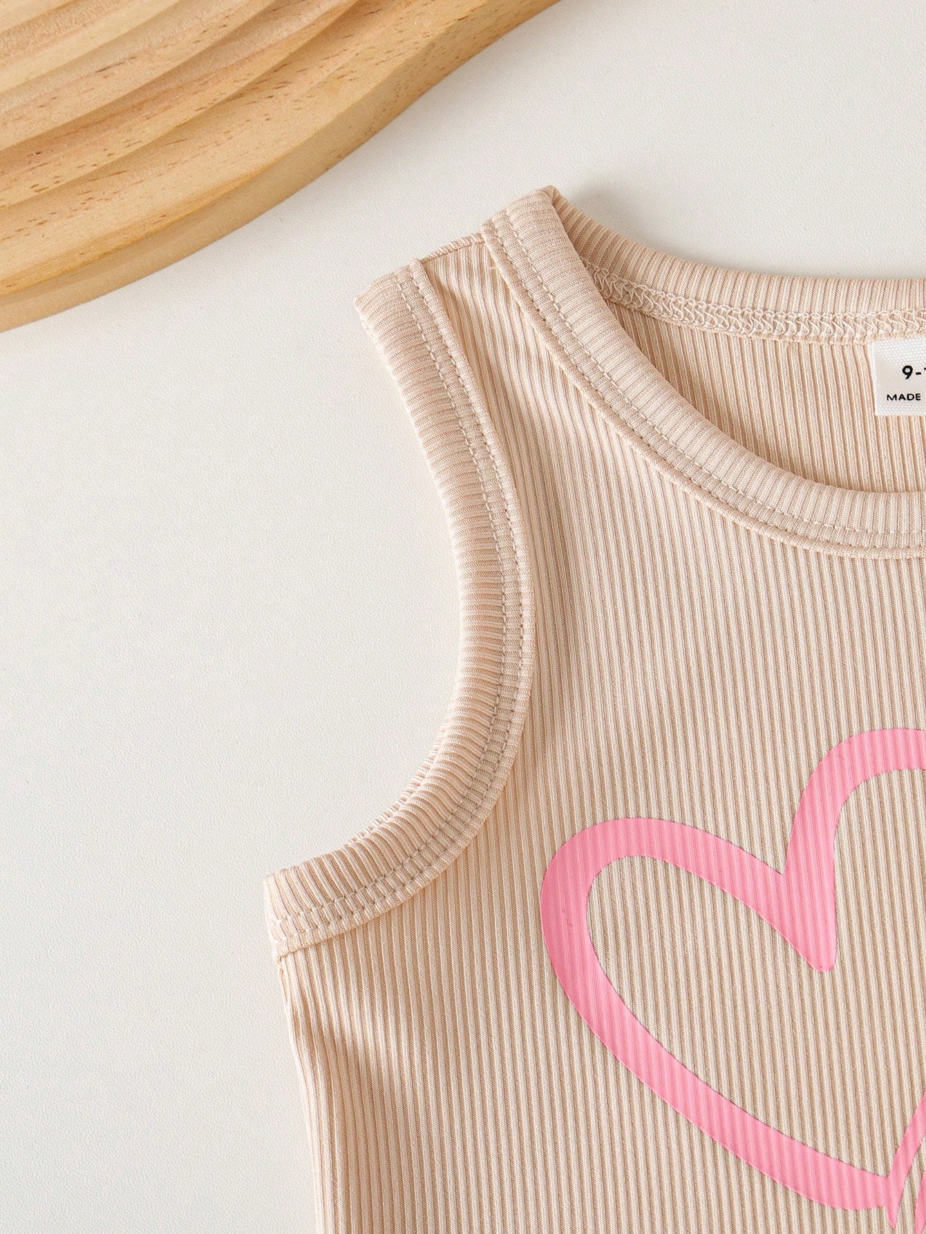 Playful Pals 6Pcs Baby Girl Heart Print Ribbed Tank Top And Elastic Pants Set Pink And White Summer Casual Cute Work Spring Outdoor Sports Sleeveless Outfit