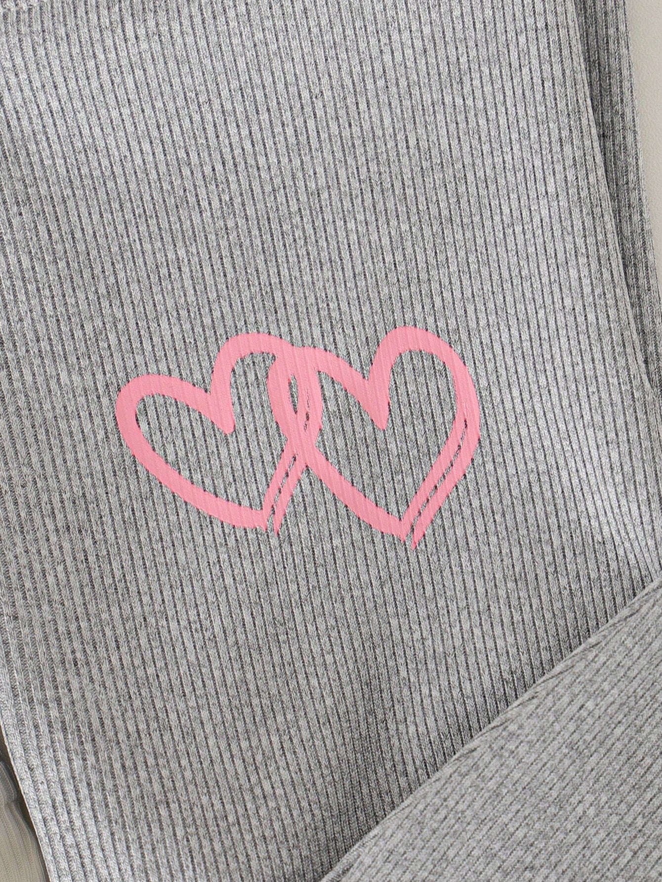 Playful Pals 6Pcs Baby Girl Heart Print Ribbed Tank Top And Elastic Pants Set Pink And White Summer Casual Cute Work Spring Outdoor Sports Sleeveless Outfit