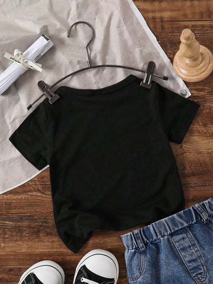 Playful Pals Baby Boy's Fun Letter Printed Short Sleeve T-Shirt, Summer