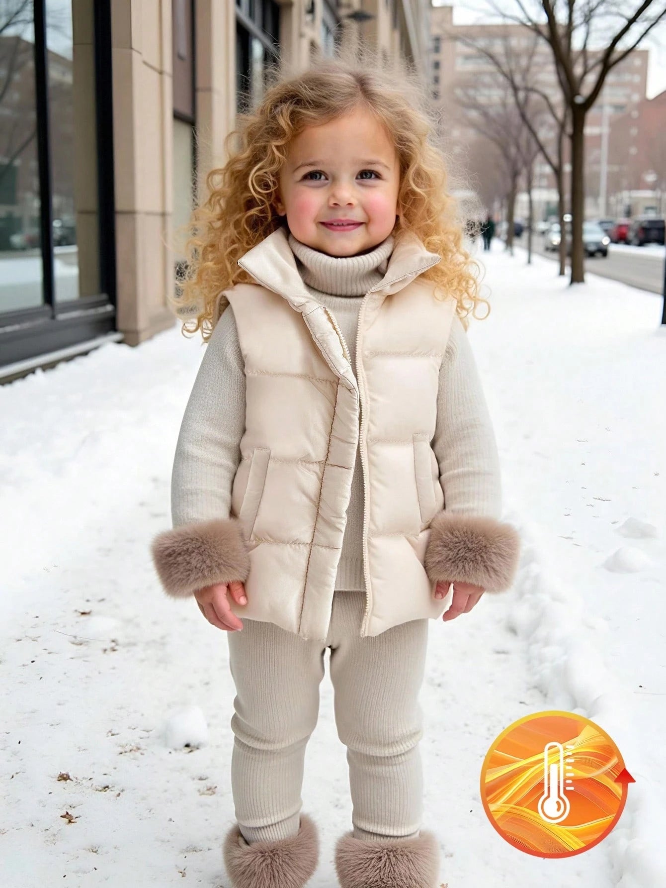 Playful Pals Baby Girls' Fashion Casual Cute Woven Padded Lining Collared Vest Fall Winter