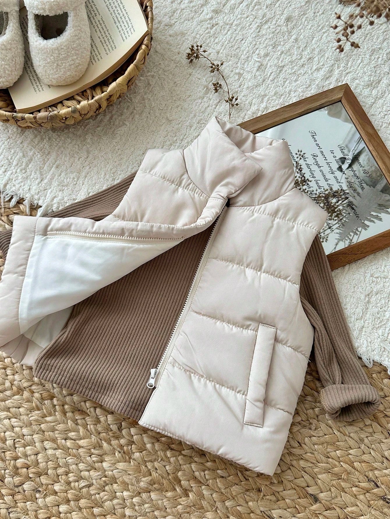 Playful Pals Baby Girls' Fashion Casual Cute Woven Padded Lining Collared Vest Fall Winter