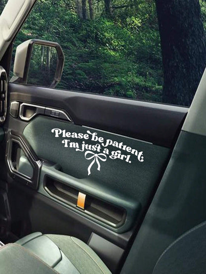 Please Wait, I'm Just A Girl- Funny Car Sticker, Bow Car Window Sticker, Girl Sticker, Cute Car Decal, Women Car Sticker