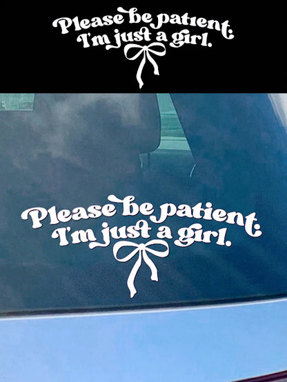 Please Wait, I'm Just A Girl- Funny Car Sticker, Bow Car Window Sticker, Girl Sticker, Cute Car Decal, Women Car Sticker