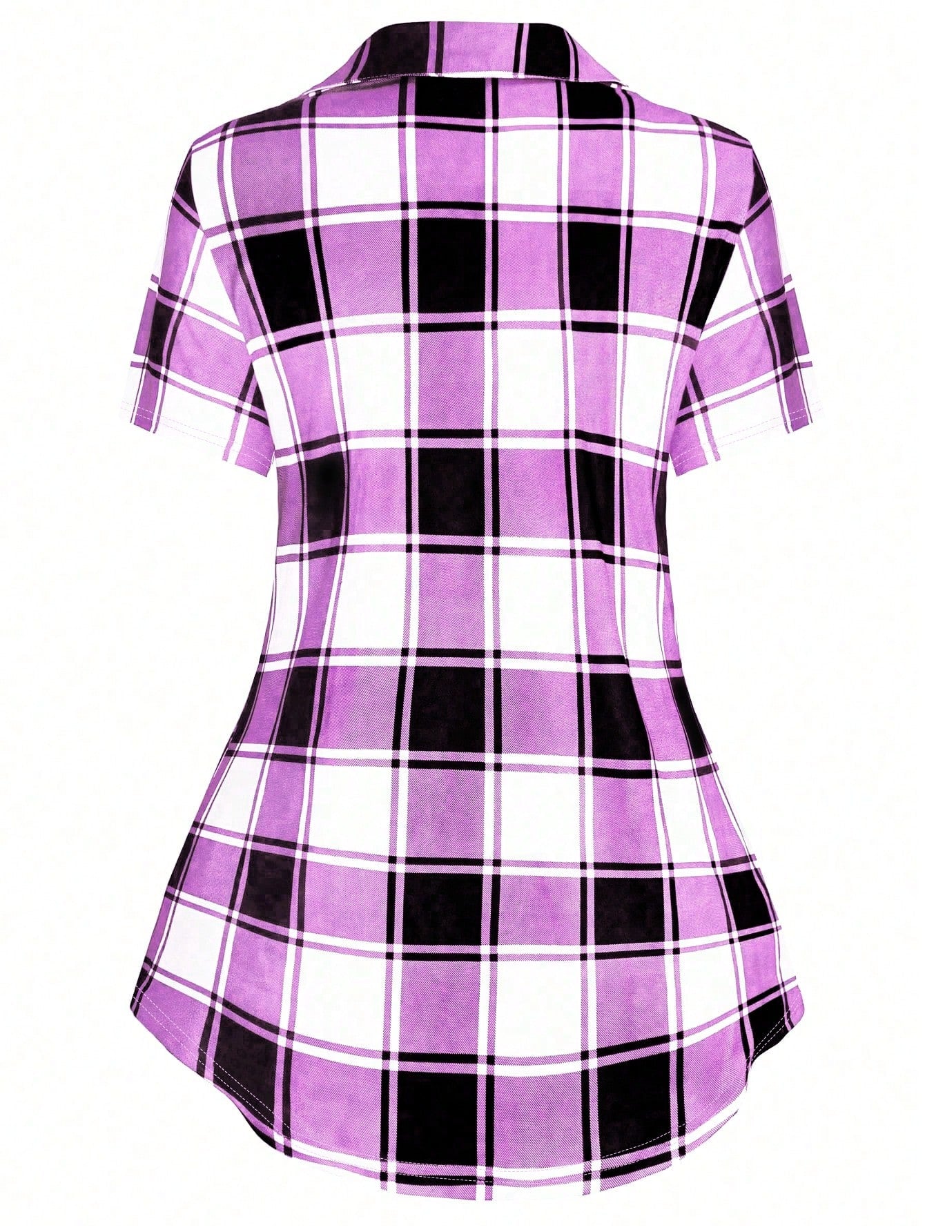 Plus Plaid Print Crisscross Front Tee Graphic Tees Women Tops