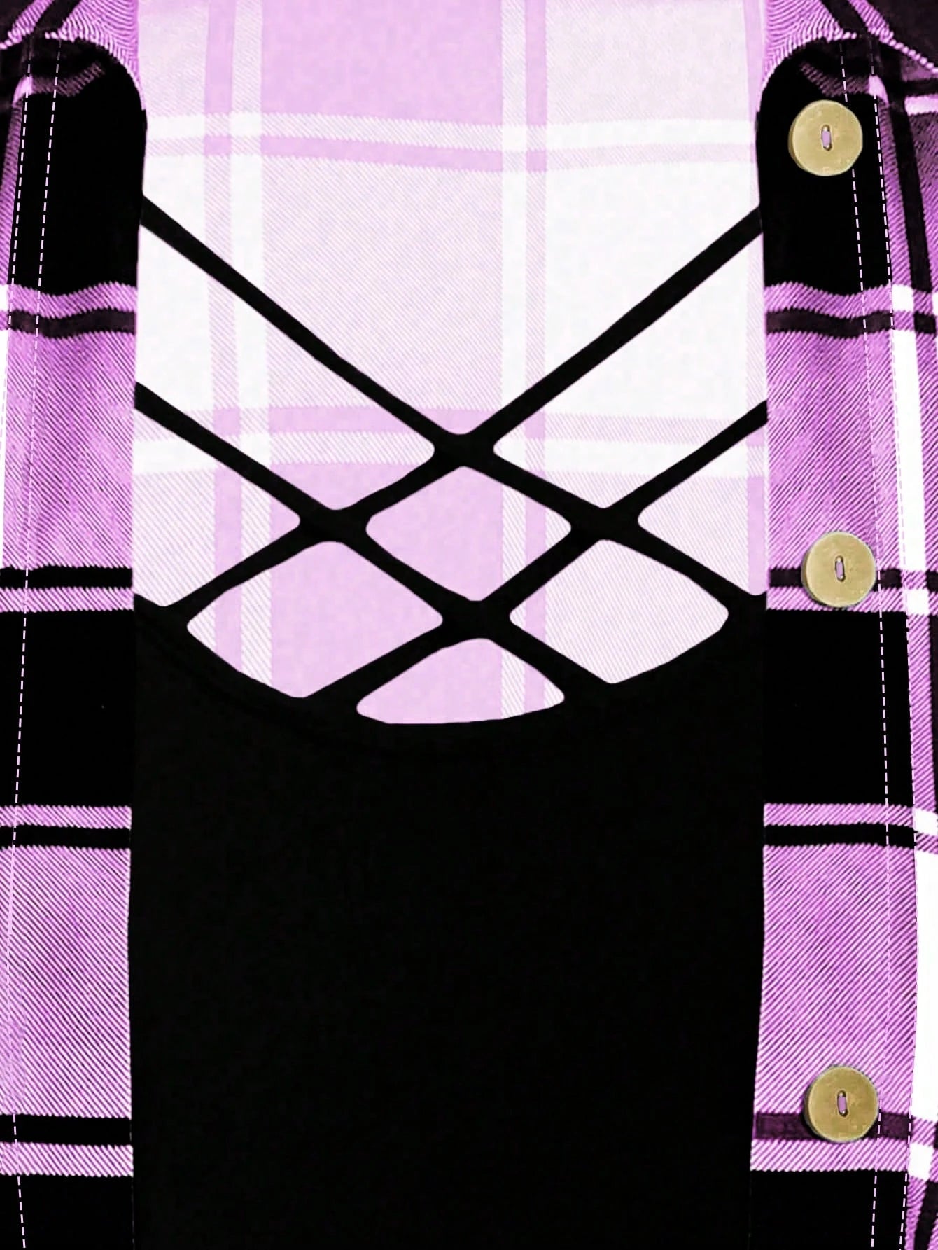Plus Plaid Print Crisscross Front Tee Graphic Tees Women Tops