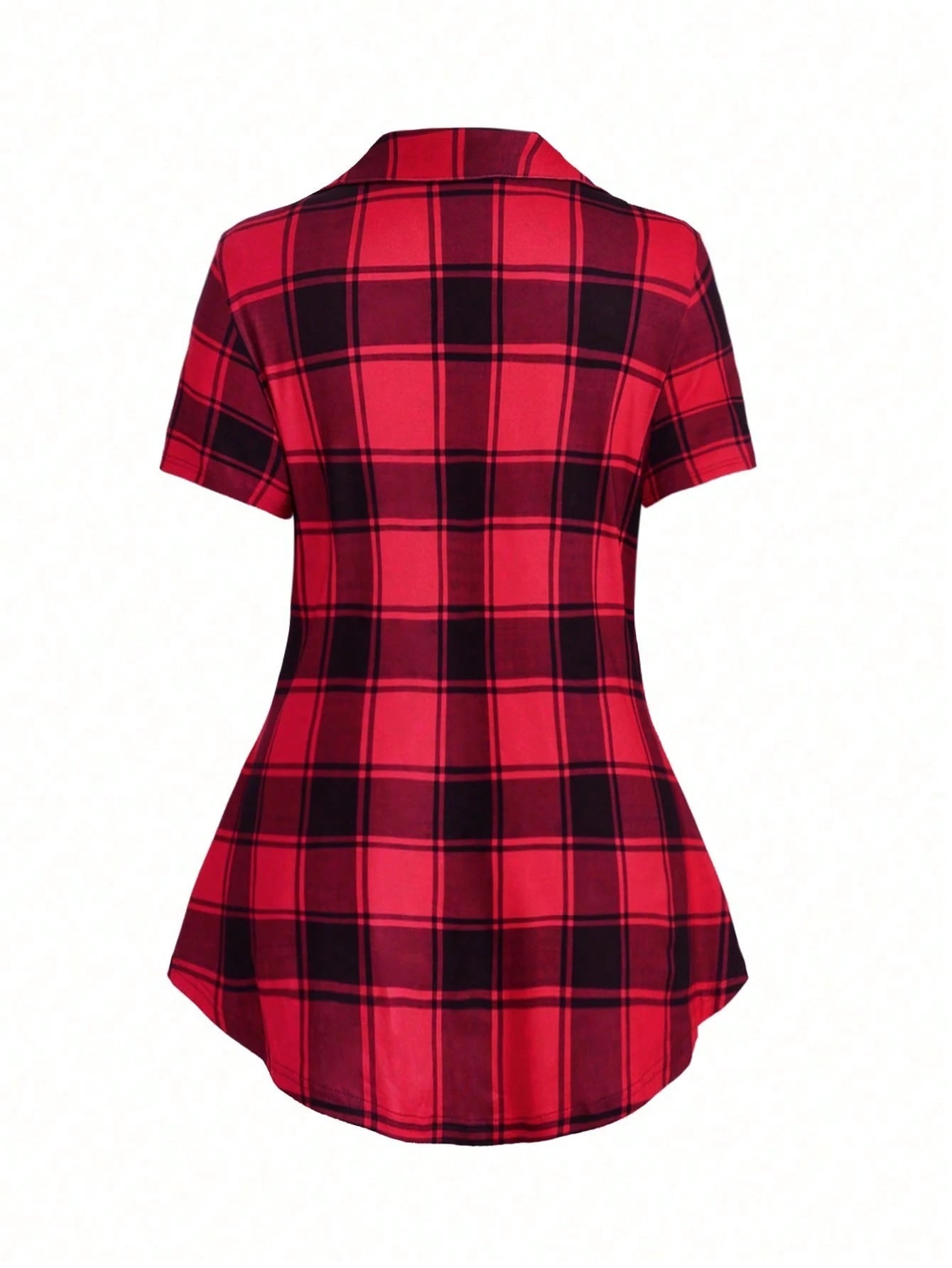 Plus Plaid Print Crisscross Front Tee Graphic Tees Women Tops