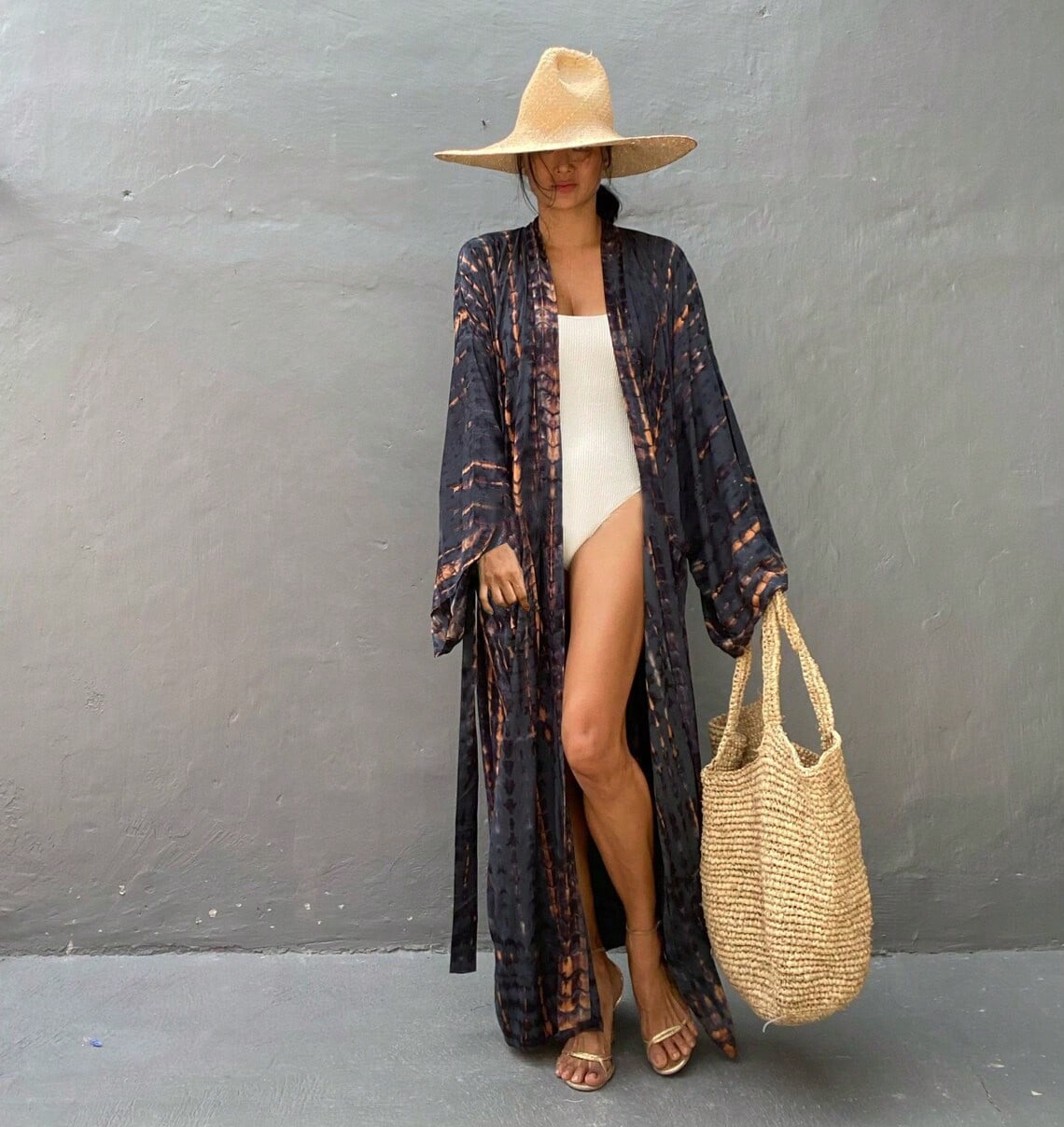 Plus Size Boho Chic Kimono Cover Up- Lightweight & Flowy Tie Dye Beachwear- Stylish Open Front For Women