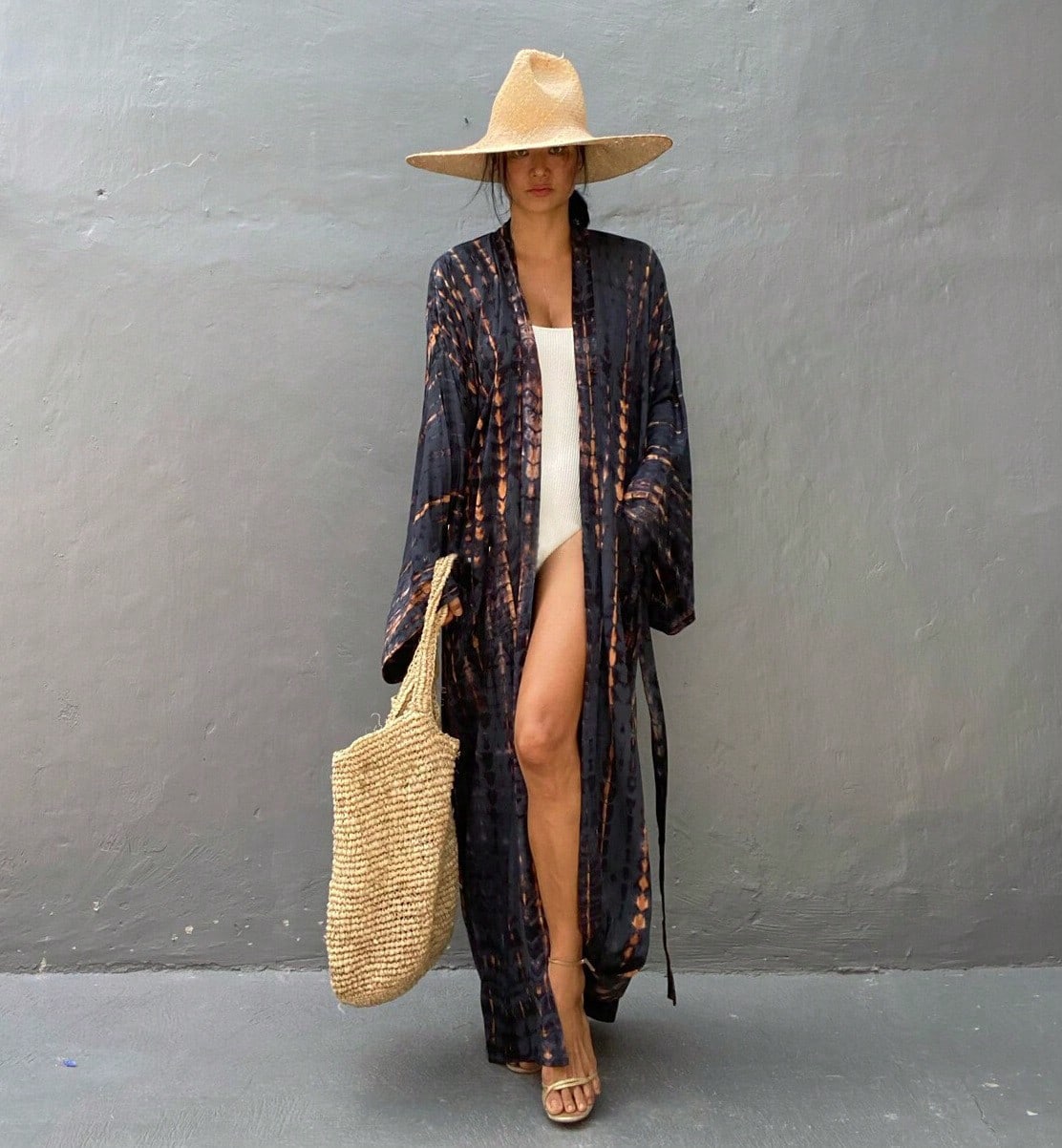 Plus Size Boho Chic Kimono Cover Up- Lightweight & Flowy Tie Dye Beachwear- Stylish Open Front For Women