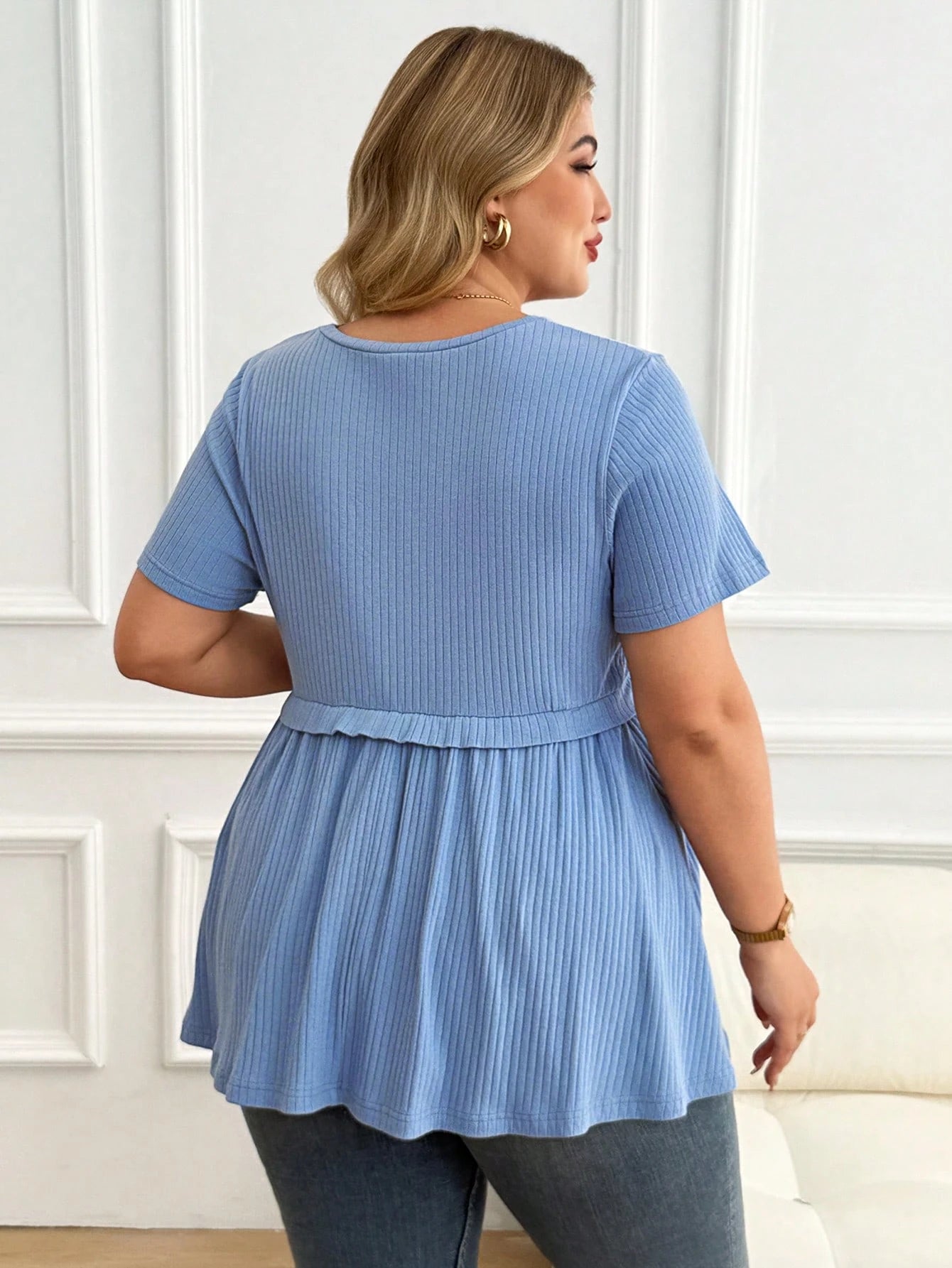 Plussiva Plus Size Maternity Casual Solid Color Short Sleeve Top, Summer